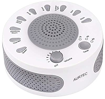 Sleep White Noise Machine, 9 Soothing Natural Sounds Therapy for Insomnia, Sleeping Trouble, Seniors, Office Break etc.Rest Easily with Timer Options, USB or Battery Powered-White