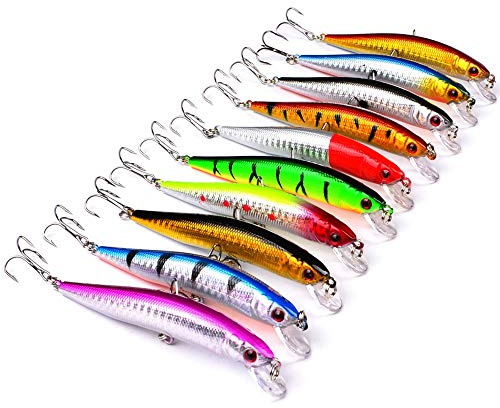 OriGlam 10 Esche da Pesca Minnow Realistiche per Pesce di Fondo