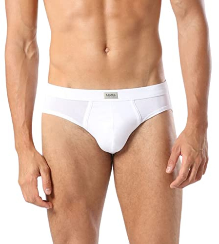 Liabel® Lot de 6 Slips pour Homme 100% Coton Blanc Coloré