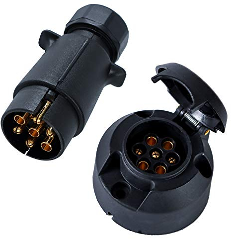 Woola 7 Pin Trailer Plug and 7 Pin Trailer Socket, 12V Caravan Electric Trailer Connector Towbar Towing Socket for Truck Trailer Caravan
