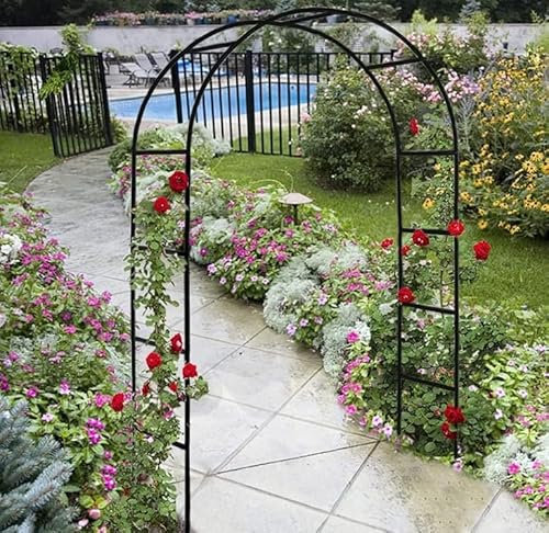 2 x Large Metal Garden Arch Strong Tubular Arbor For Roses Climbing Plants Support Archway Garden Decoration