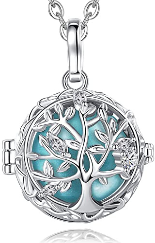 AEONSLOVE Llamadores de Angeles Embarazadas Collar Colgante Árbol de la Vida para Futuras Madres Regalo Original para Mujer Embarazada, 2 Cadenas