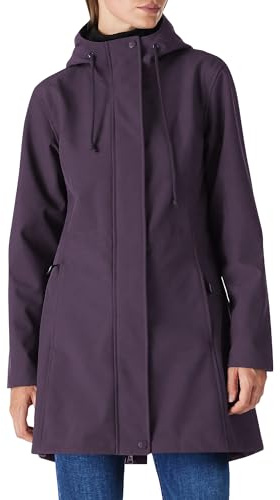 Outdoor Ventures Veste de pluie longue softshell avec capuche pour femme - Veste de mi-saison doublée - Veste fonctionnelle imperméable coupe-vent - Veste de randonnée respirante, Pourpre L