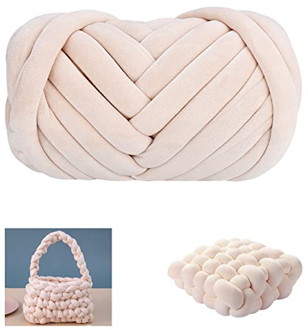 Moon Waves Chunky Yarn for Arm Knitting Crochet Making Blanket Pets House(Light Brown)