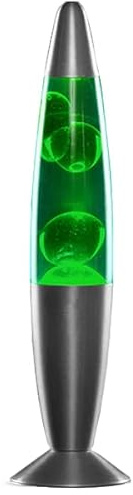 FlashPrix Lampara de Lava Verde, 34 cm de Altura, Base Gris