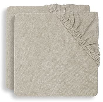 Jollein Housse de matelas à langer – Nougat – Lot de 2 – 50x70 cm – Éponge en coton – Housse pour table à langer – Beige