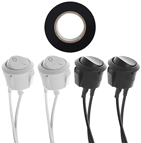 Mini Schalter, Kippschalter, Mini Kippschalter, Rocker Switch Round on off shim 2 Pin On/Off SPST Rocker Switch with Line AC 6A / 250V 10A / 125V