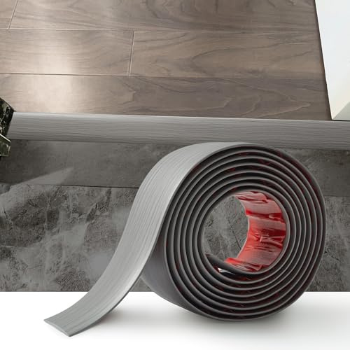 Zayejod Striscia di Transizione per Pavimenti in Laminato Striscia di Soglia Profilo di Transizione Autoadesivo PVC e Vinile, Striscia di Giunzione per Pavimenti (1M,4cm Grano Di Legno Grigio)