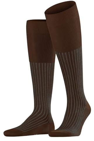 FALKE Oxford Stripe M Kh cotone al ginocchio fantasia 1 paio, Calzini lunghi Uomo, Marrone Terracotta 5035, 45-46