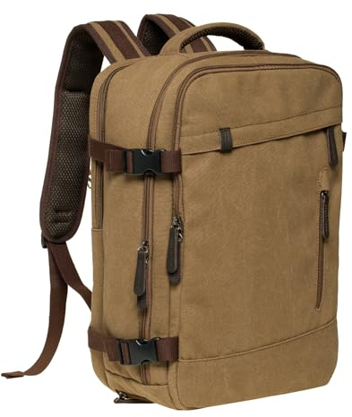 KAUKKO Rucksack Damen Herren mit Laptop Fach 15,6 Zoll für Arbeit, Ausflüge, Uni, 30 * 14 * 42 cm, 40L, 1.13KG (Khaki JNL-FH10-01)