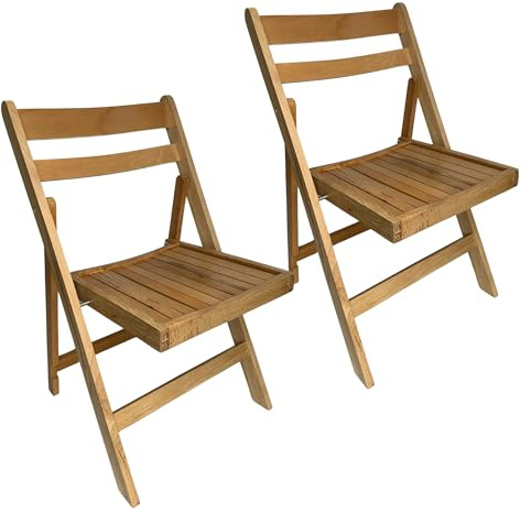 Durabull - Fold Up Hardwood Chairs. Indoor & Outdoor use. Foldable Folding Chairs for Dining, Office, Garden, Patio, BBQ, Functions & Events. No Assembly (Beech, 2 Pack)