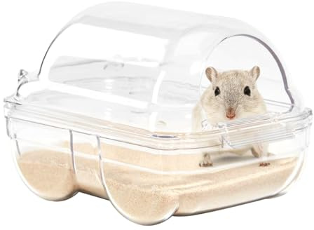 POHOVE Hamster Sand Bath,Large Sand Bath Container for Syrian Dwarf Hamster Gerbil Rat Chipmunk (6.89 * 4.33 * 4.13inch)