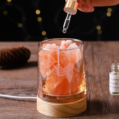 Difusor de Aceite Esencial de Lavanda con Piedra de Sal del Himalaya, lámpara de Sal del Himalaya, Juego de Regalo de Aceite Esencial, difusores pasivos para aceites Esenciales, Regalos para