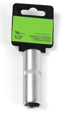 Llave bujía - herramienta de 16mm, 1/2 de tipo vaso, fabricada en acero CRV para durabilidad y resistencia. Ideal para mecánica.*