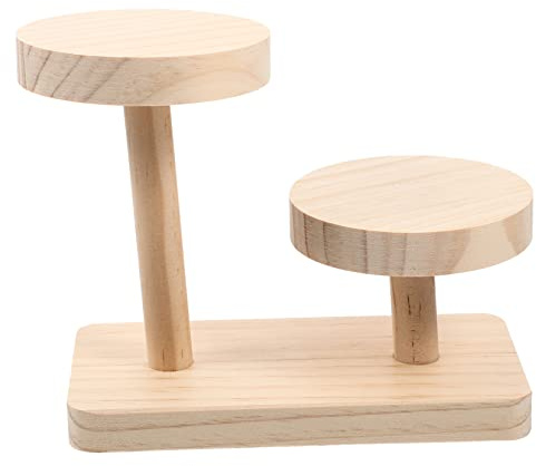 VILLFUL Présentoir à Bijoux en Bois à Deux Niveaux, Support de Table Stable | Style Minimaliste, Forme Échelle, Coloris Kaki, pour Bagues et Ornements, Dressing Maison ou Boutiques Spécialisées