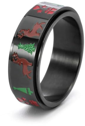 fycouyee Baum Elch Stern Herz Drehbarer Ring für Männer und Frauen Accessoires