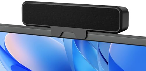 Plyee Audio Altoparlanti per Computer Desktop, Sound Bar Stereo con Clip per Monitor, Bassi Profondi, Plug and Play, Integrato Type-C & USB-A