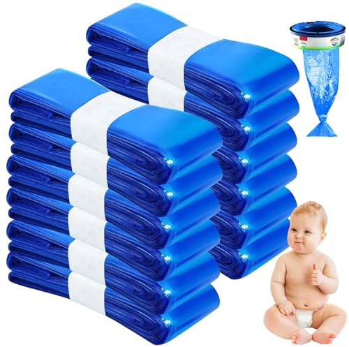 EOPUOZS 12 Recharge Poubelle a Couche, Sac Poubelle Couche Grande Capacité, Excellente Résistance Anti-Odeur, Compatible avec la Plupart des Seaux à Couches Standards (Blau)