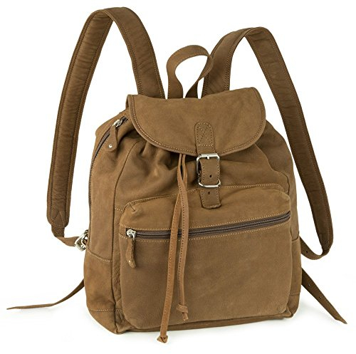 Hamosons Mittel-Großer Lederrucksack/Cityrucksack Größe M aus Büffel-Leder, für Damen und Herren, Braun, 512