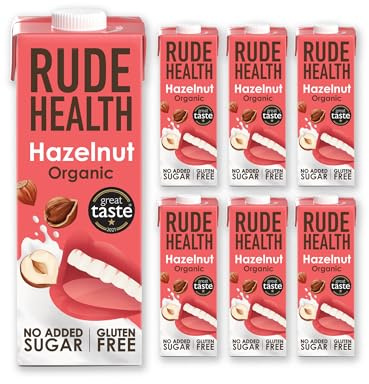 Rude Health 6 x 1 Litre Organic Hazelnut Drink, Dairy Free Milk Alternative