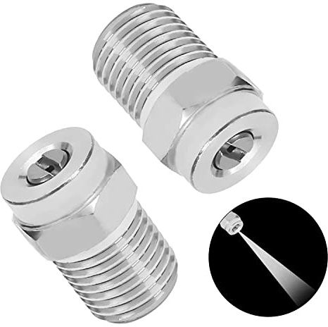 MroMax Pressure Washer Nozzle, 1/4NPT Thread 304 Stainless Steel Spray Tip, 2Pcs (15 Degree, 1.2mm Orifice Diameter) Silver Tone