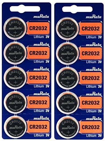 Batterie CR2032 3 V Lithium 10 Stück CR2032 Knopfzellen flach Murata CR 2032 3 Volt ideal Batterie Uhr Fernbedienung Auto Bios Kapazität 220 mAh Batterie 2032 mit Etui für Bankkarte