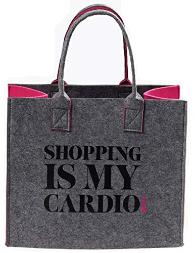 Carryking Premium shoppingväska av filt | Stor shoppingväska med avslappnat talesätt | robust korgväska, bärväska med 21 liter | Shoppingbutik för kvinnor och män, Ljusgrå/rosa, 35 x 20 x 30 cm