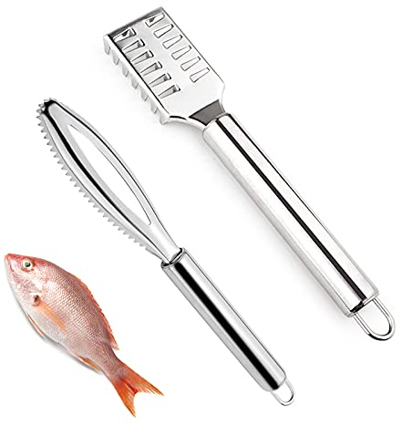 Zasjon fischentschupper edelstahl, 2 Stück fisch schäler fischschuppen entferner fische schuppen fischschuppenschaber für schnellere und einfachere fischschuppen hautentfernung peeling