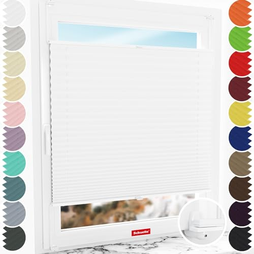 Schuette® Plissee ohne Bohren ● Thermo Kollektion: White Day (Weiß) ● 20x80cm (Breite x Höhe) ● Suprafix Faltrollo X Klemmfix Rollo ● Blitzschnelle Montage inkl. Video