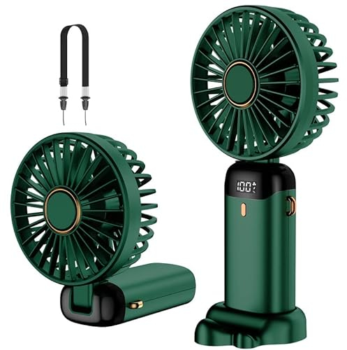 Rafada Mini ventilateur portable rechargeable par USB, 5 vitesses avec cordon et base, batterie intégrée de 4200 mAh, pliable pour bureau, extérieur, maison, école