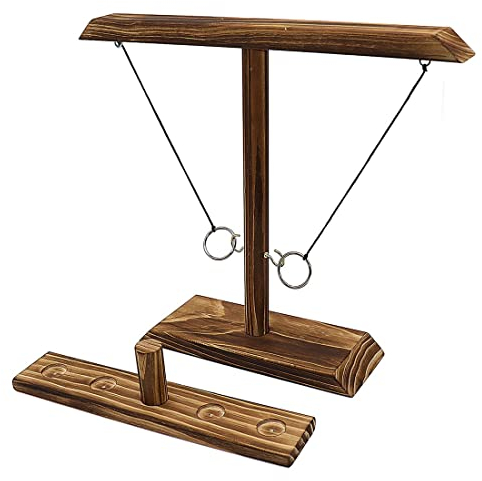 Hooks Spiel, Ringwurf-Spiel Deluxe aus Holz, Toss Haken und Holz Ring Spiel, Hook und Ring Indoor, Haken Hook Toss Battle Game, für Erwachsene und Kinder interaktives Spiel