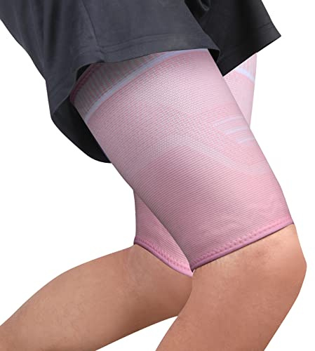 Ruilala Vendaje de compresión para muslos para hombre y mujer, con ventilación y silicona antideslizante, para rotura de fibras musculares, carga muscular, recuperación de lesiones, deporte, 2