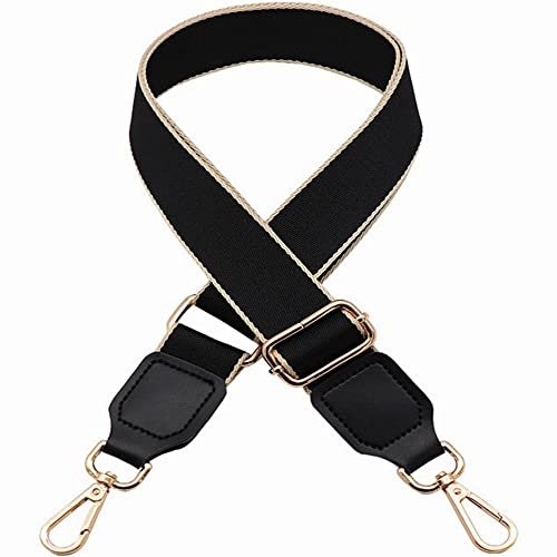 Yunchu Online Verstellbar Taschengurt 1.5 Zoll Breiter Schultergurt Schulterriemen Schwarz Handtaschen Schulterriemen Karabiner in Gold Bunt Schultergurt für Taschen Handtaschen 29,5-53 Zoll