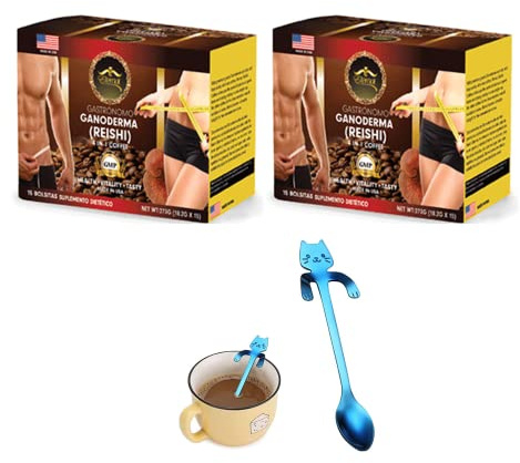 Eternal Spirit Beauty 4 in 1 Coffee, with GANODERMA (REISHI) – Pack of 2. Bonus 1 Stainless Steel Cute Mini Cat Spoon, Assorted Colors