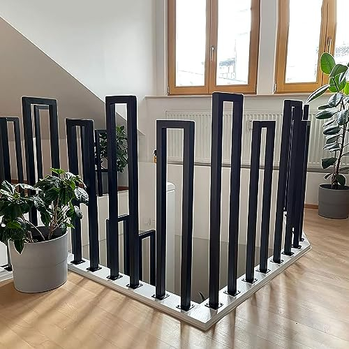 T-ZBDZ Garde Corps Escalier Noir, Rampe Escalier Interieur en Forme de U, Main Courante en U, Rambarde Exterieur, Garde Corps en Metal pour Terrasse, 85cm