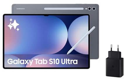 Samsung Galaxy Tab S10 Ultra 256GB + Cargador - Tablet IA, Tableta Android Wifi, 12GB RAM, Pantalla AMOLED, Antirreflejos, S Pen Incluido, Gris (Versión Española)