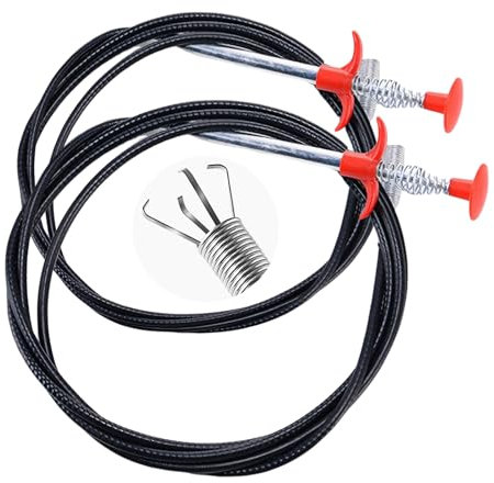 MAEXUS Krallengreifer, 0.9M & 2M Flexibler Abflussrohrspirale, Rohrreinigungsspirale Einziehbare Greifer Zange Teleskop für Badewannen Waschbecken Abflussrohre