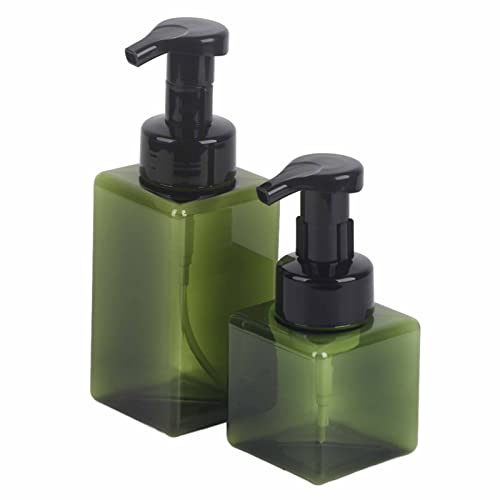 2-pack Skummande Tvål Dispenser - 250 Ml & 450 Ml återfyllbar Flytande Tvål, Schampo, Kroppstvätt Dispenser - Grön med Bubbelplastskydd