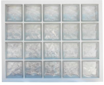 Panneau préfabriqué en ciment hydrofuge, utilisation verticale | N. 20 blocs de verre (4x5) mm 190x190x80 ondulé transparent | Dimension 870X1070mm | Unité de vente: 1 panneau