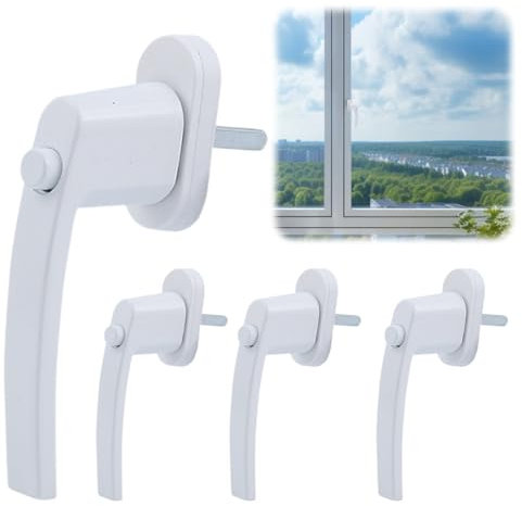 4 poignées de fenêtre verrouillables, verrouillage de fenêtre avec bouton, poignées de fenêtre, serrure de fenêtre sans clé, sécurité enfant, longueur de la tige 35 mm, sécurité de fenêtre pour