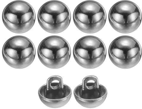 QUARKZMAN 10pcs 14L Botones Redondos Planos De Metal Para Coser 9mm 11/32 Un Solo Agujero Botón De Reemplazo Para Trajes Abrigos De Lana Camisas Pantalones Manualidades De Costura, Plata