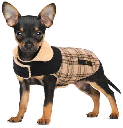 CITÉTOILE Warme Hundemantel Fleece, Wintermantel Winterjacken für Kleine/Große/Mittlere Hunde, Hundejacke Hundekleidung Hundepullover mit Geschirrloch für Outdoor Indoor, Beige, S