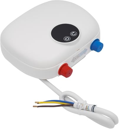Piccolo scaldabagno elettrico 5500 W 240 V, indicatore di temperatura LED, riscaldamento istantaneo a 55 °C, resistente alla pressione, piccolo scaldabagno per bagno, hotel, scuole