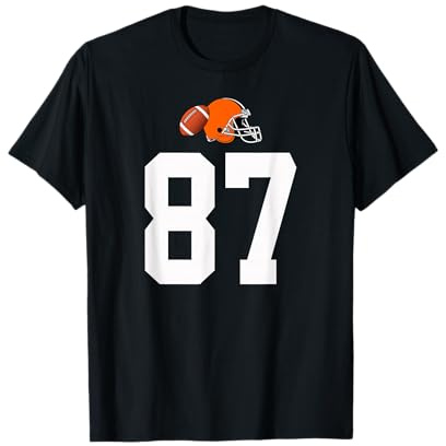 Americano Fútbol Casco Estilo Vintage Número 87 Camiseta