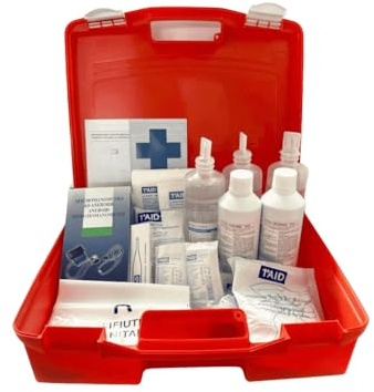 Cassetta Pronto Soccorso Aziendale Allegato 1 DM 388/03 – Kit Primo Soccorso per Aziende Gruppo A e B – per 3 o più Lavoratori – Valigetta Rigida Arancione 25x 40cm