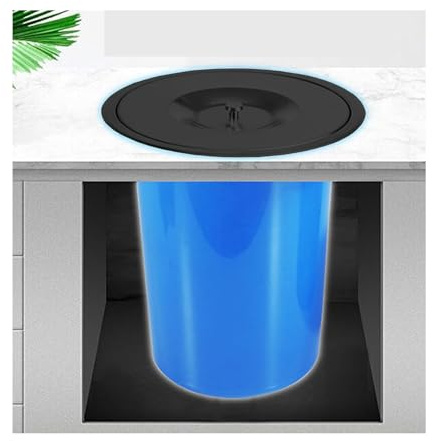 Pattumiera da incasso for piano di lavoro, pattumiera in plastica nascosta, con scivolo for rifiuti incassato in acciaio inox for mobili da cucina, hotel, uffici(5L)