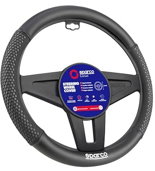 Sparco Funda Volante de Coche SPS150 Confort Universal 37 y 38 cm PVC Material Elástico Duradero Agarre Cómodo Anti decoloración Instalación Fácil