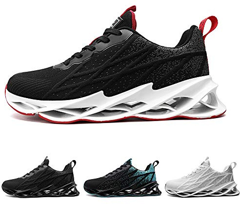 Zapatillas Running Hombre Tenis de Deportivas Casual para Correr Gimnasio Bambas Blackred 44 EU