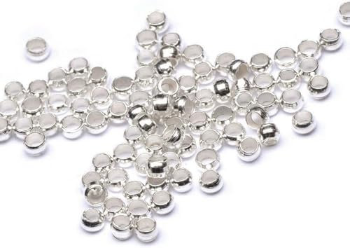 LOT DE 300 PERLES A ECRASER RONDES METAL ARGENTE CLAIR DIAMETRE 2 mm - CREATION PERLES