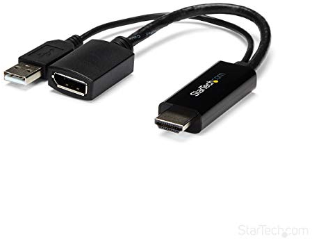 StarTech.com Adaptateur Vidéo HDMI 4K 30Hz vers DisplayPort avec Alimentation USB - 15,2cm - Convertisseur de Moniteur actif HDMI 1.4 (Mâle) vers DP 1.2 (Femelle) (HD2DP)